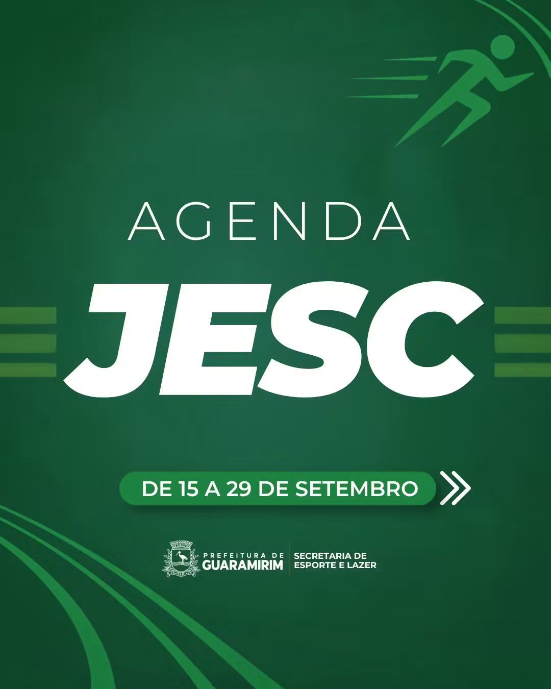 🏆 Guaramirim se prepara para a JESC 2026!  De 15 a 29 de setembro, nossos atletas entram em quadra para dias de competição, integração e muito esporte.  Confira a programação e acompanhe as atividades da JESC 2026 em Guaramirim. 💚  Prefeitura de Guaramirim Secretaria de Esporte e Lazer  #Guaramirim #JESC2026 #Esporte #PrefeituraDeGuaramirim